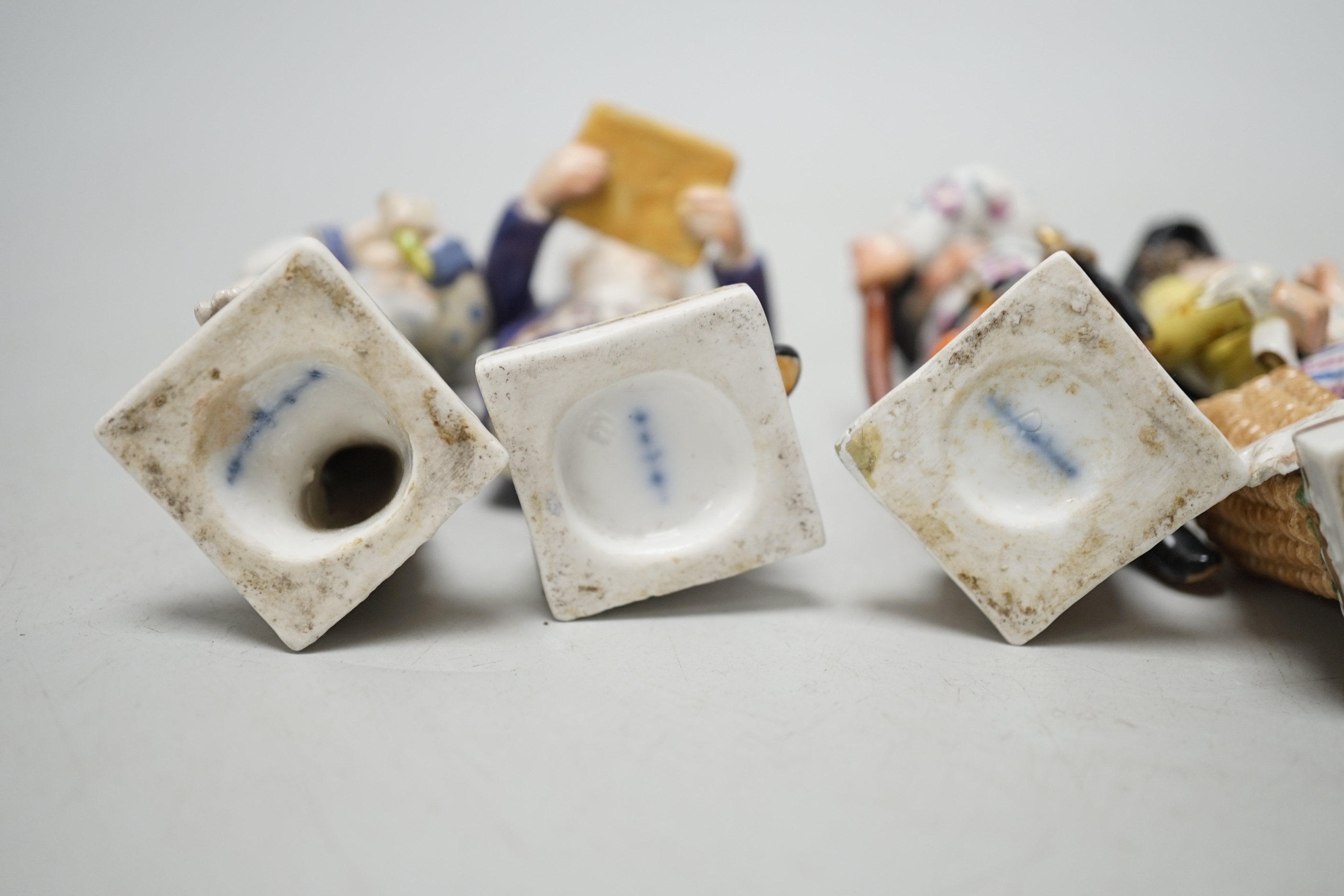 A group of six Berlin porcelain figures, 19th century, tallest 10.8cm
